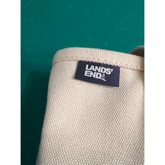 NWT Lands End Canvas Tote Bag Boat Style Medium 17 H x13.5.x 5.75 Black Trim - Picture 2 of 9